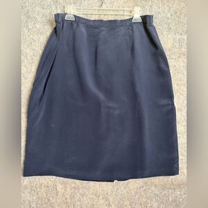 Talbots A-Line Skirt Women's Size 18 Blue Pure Silk Elastic Waist Knee-Length